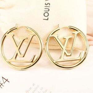 Louis Vuitton Elegant Gold Hoop Earrings